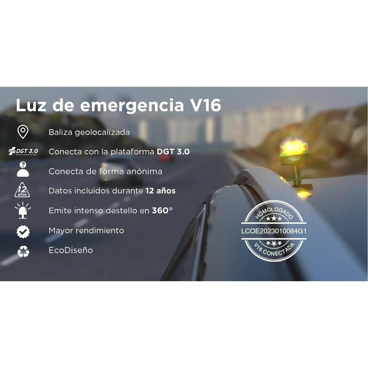LED One ECO Connected - Luz de Emergencia Coche - Señal V16 Homologada DGT