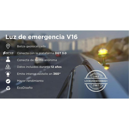 LED One ECO Connected - Luz de Emergencia Coche - Señal V16 Homologada DGT
